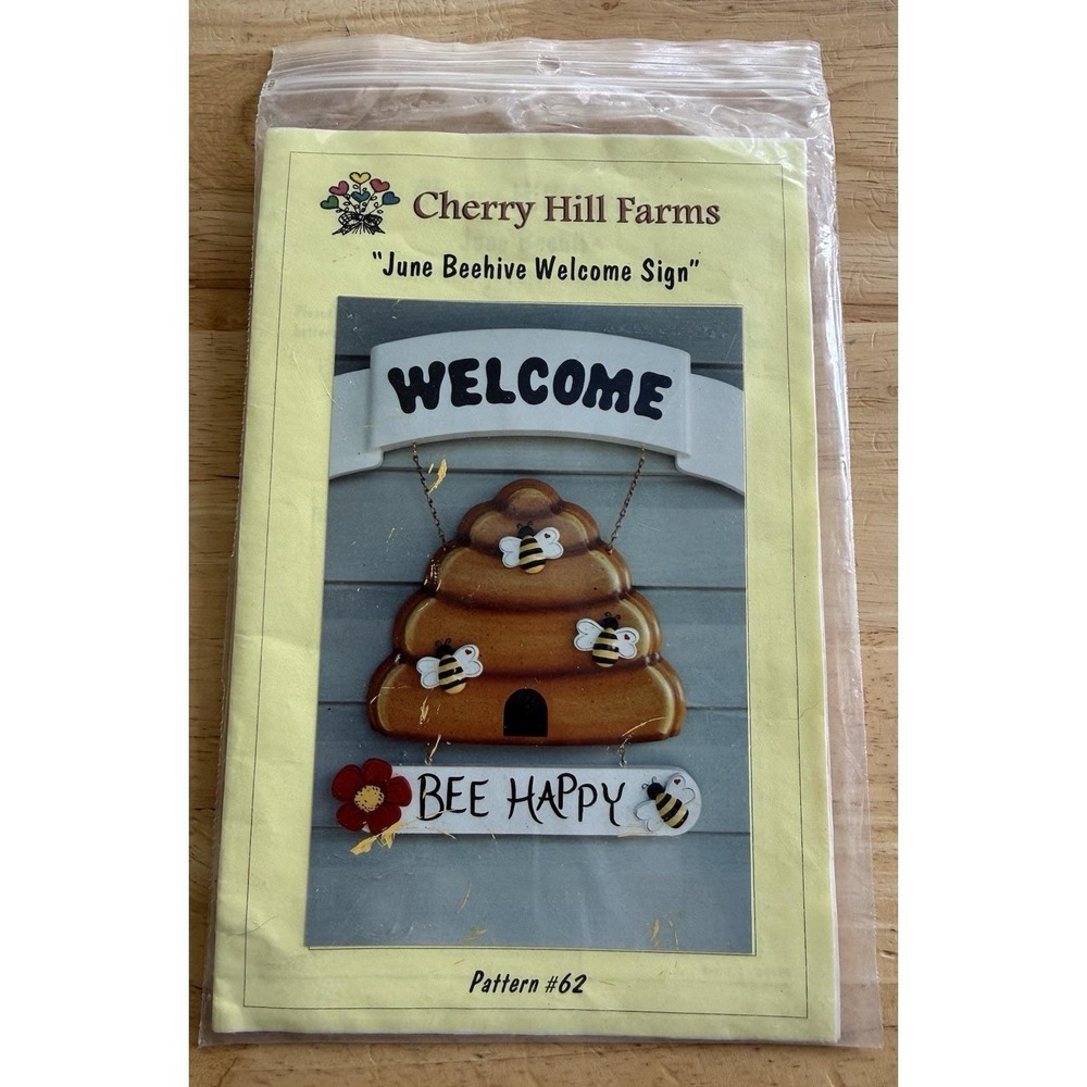 June Beehive Welcome Sign Tole Painting Pattern 62 Cherry Hill Farms UC